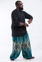 Load image into Gallery viewer, Plus Size Diamond Peacock Men's Harem Pants in Turquoise
